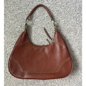Hype Y2K Hobo Bag Brown Leather Top Handle Shoulder Bag Zip Compact